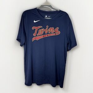 Nike Minnesota Twins MLB T-shirt Men's Large Navy Blue Performance Dri-FIT Tee